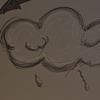 a past presents a future, detail of wall drawing with sperm cloud