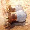 Blue Agate and Brass Double Capped Earrings