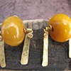 Chunky Amber and Brass Earrings