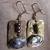 Brass and Shell Square Earrings
