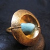 Sky Blue Turquoise Ring in Brass Frame