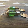 Green Amethyst and Brass Dangles
