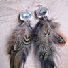 Silver, Shell and Feather Earrings 