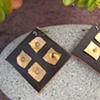 Square Leather and Brass Earrings