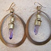 Brass and Amethyst Hoops