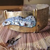 Hammered Brass Cuff and Found Abalone Shell from the Coast of Northern California