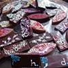 Leaf shaped and rectangular chocolate bites.