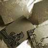 Gray and striped painted cards in henna  style