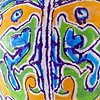 Large Gold & Lime Leaf Face Bottle