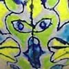Small Lime, Yellow & Turquoise Leaf Face Bottle